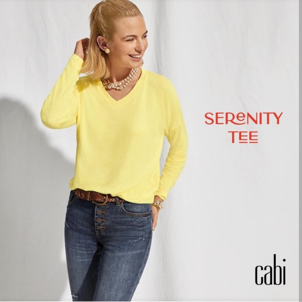 CAbi Light Yellow Knit Top style# 6121 Sz Small NWOT